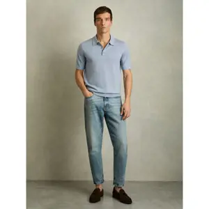 REISS MANOR Merino Wool Short Sleeve Polo Shirt